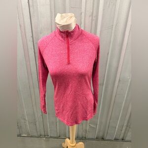 New Women's Pink Long Sleeve Quarter-Zip Top